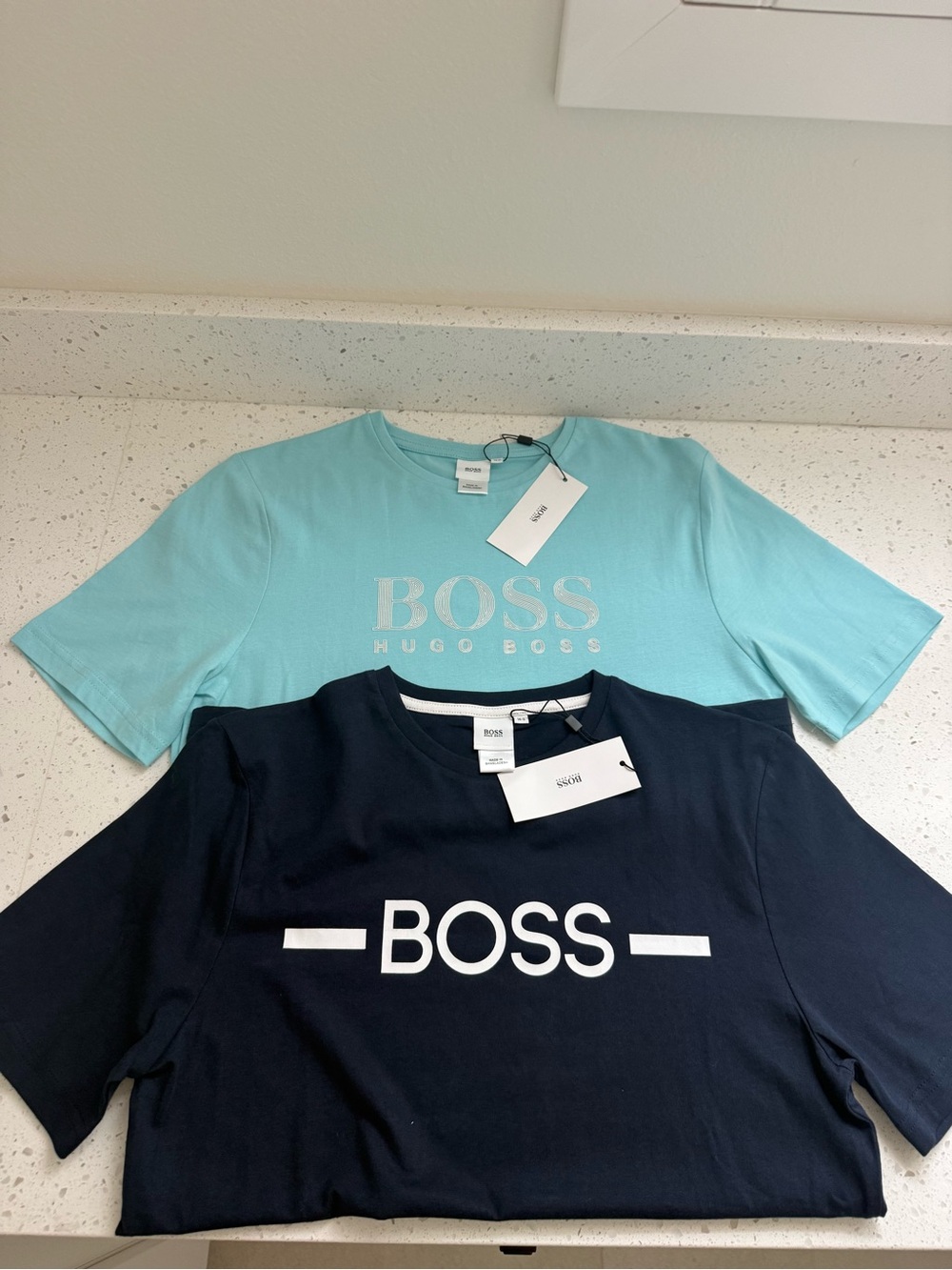 2 shirts / BOSS Navy Tee with White Logo and Aqua Accent